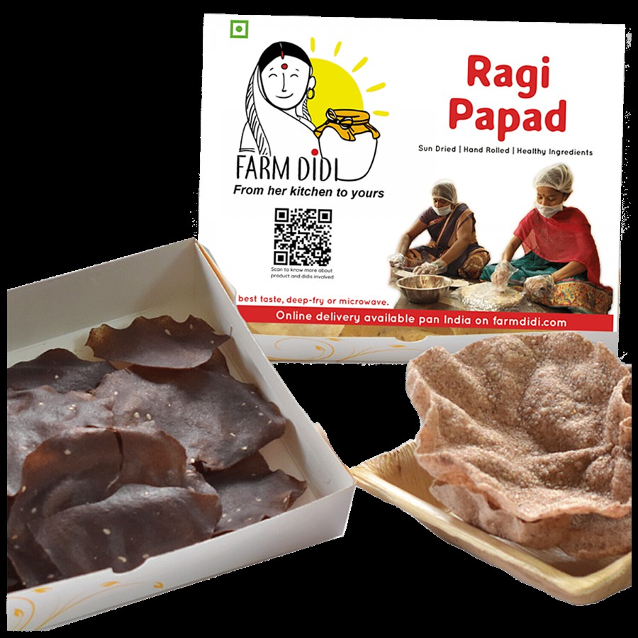 Farm Didi Finger Millet/Ragi Papad - Handrolled & Sun-dried