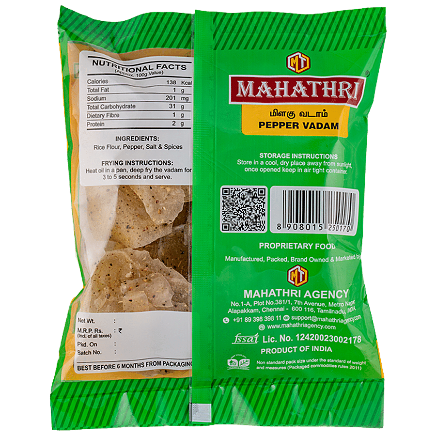 Mahathri Pepper Vadam - Crunchy Snack