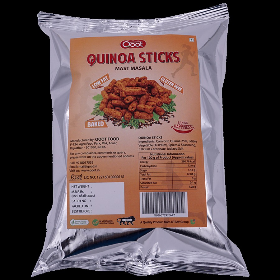 Qoot Healthy Quinoa Sticks - Crunchy Namkeen/Snack