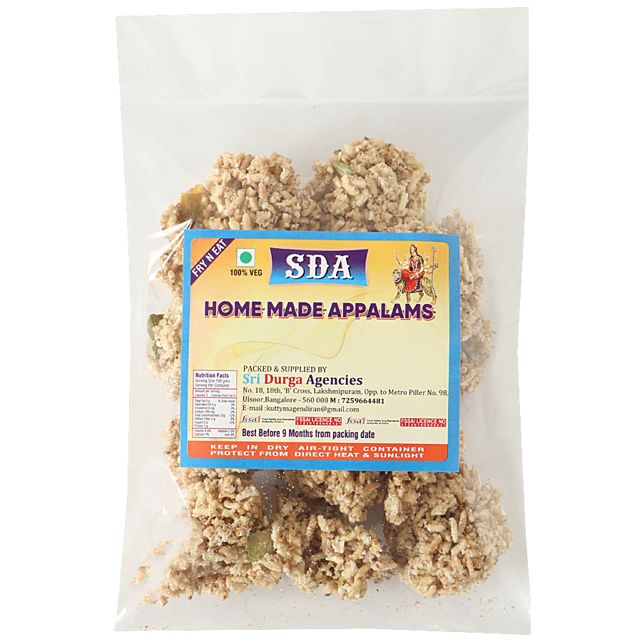 SDA PAPPADS Aralu Sandige Homemade Appalams/Papad - Fry & Eat