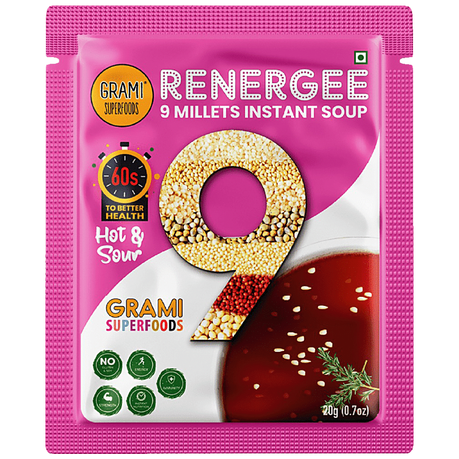 GRAMI SUPERFOODS Renergee 9 Millets Instant Soup - Hot & Sour