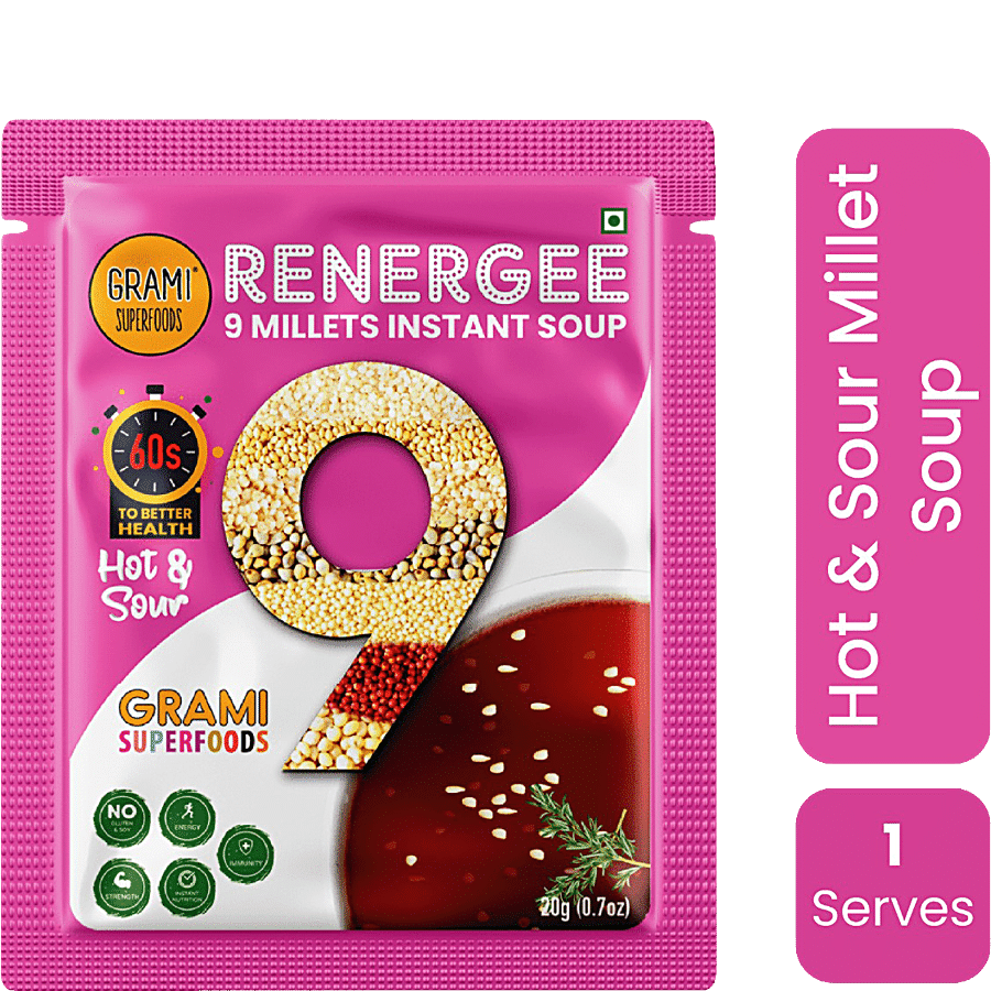 GRAMI SUPERFOODS Renergee 9 Millets Instant Soup - Hot & Sour