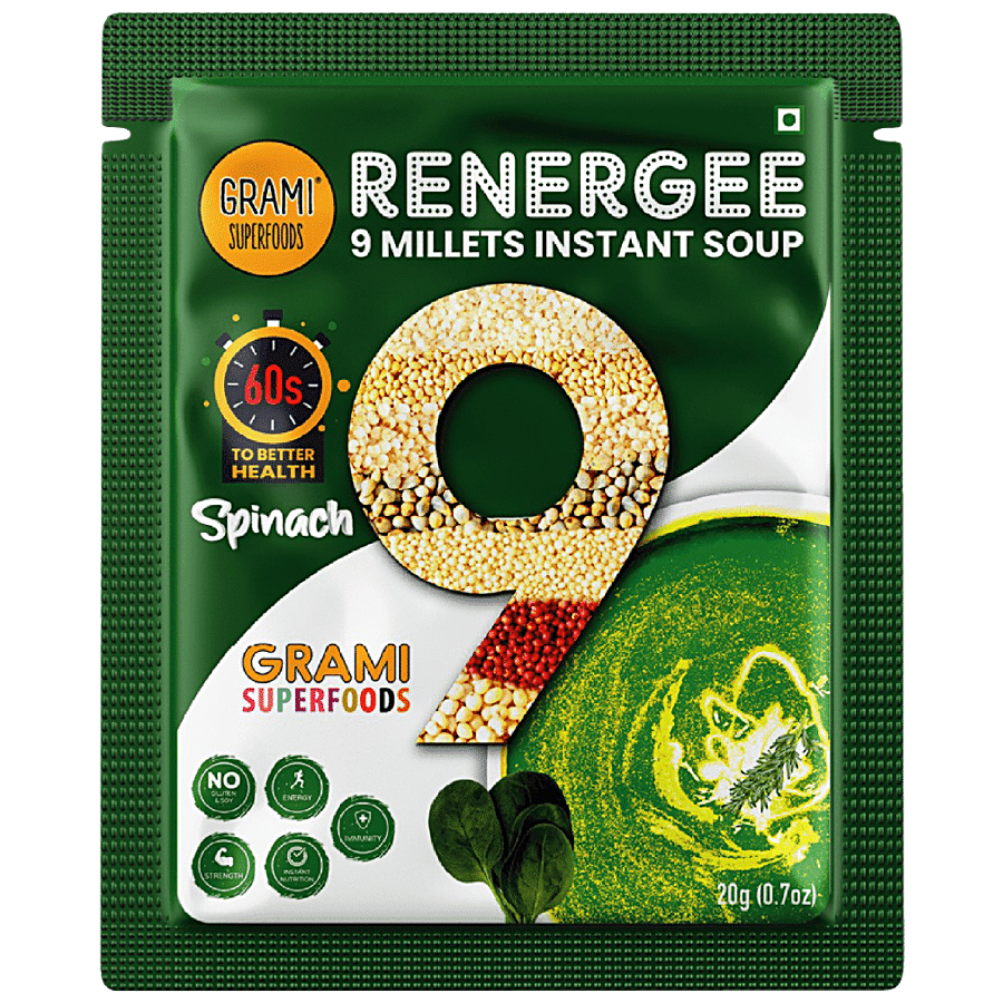 GRAMI SUPERFOODS Renergee 9 Millets Instant Soup - Spinach