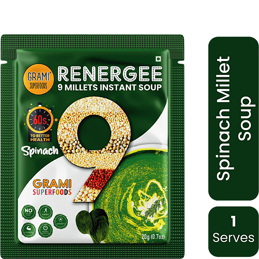 GRAMI SUPERFOODS Renergee 9 Millets Instant Soup - Spinach