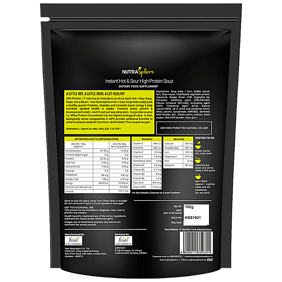 NutraSphere Hot N' Sour High Protein Soup - Vitamins & Minerals