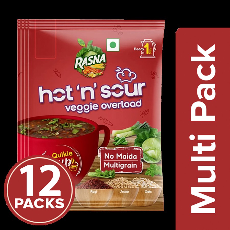 Rasna Hot N Sour Veggie Overload Quikie Soup - Multigrain