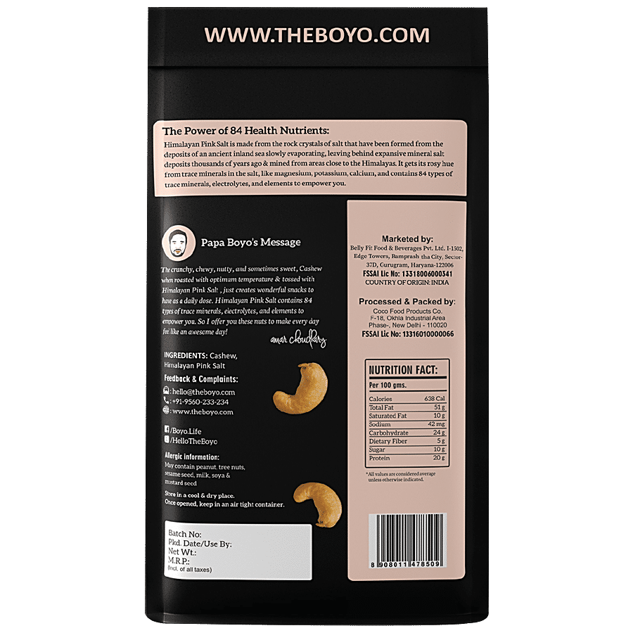 BOYO Himalayan Pink Salted Cashew - Roasted