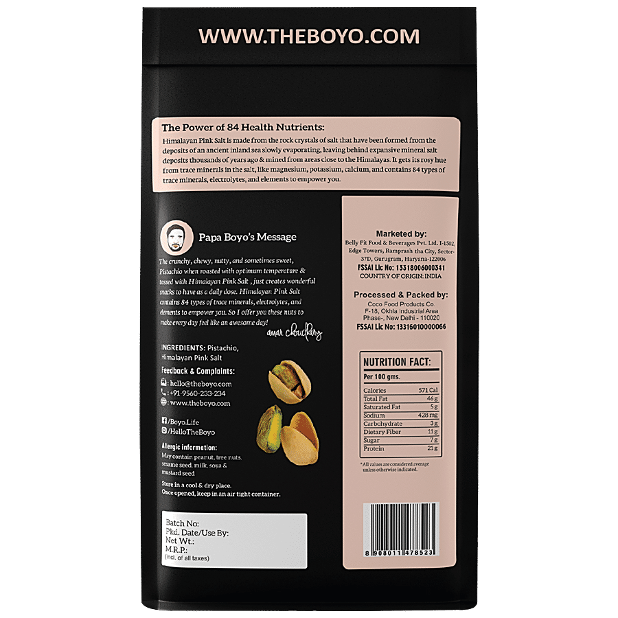 BOYO Himalayan Pink Salted Pistachios - Roasted