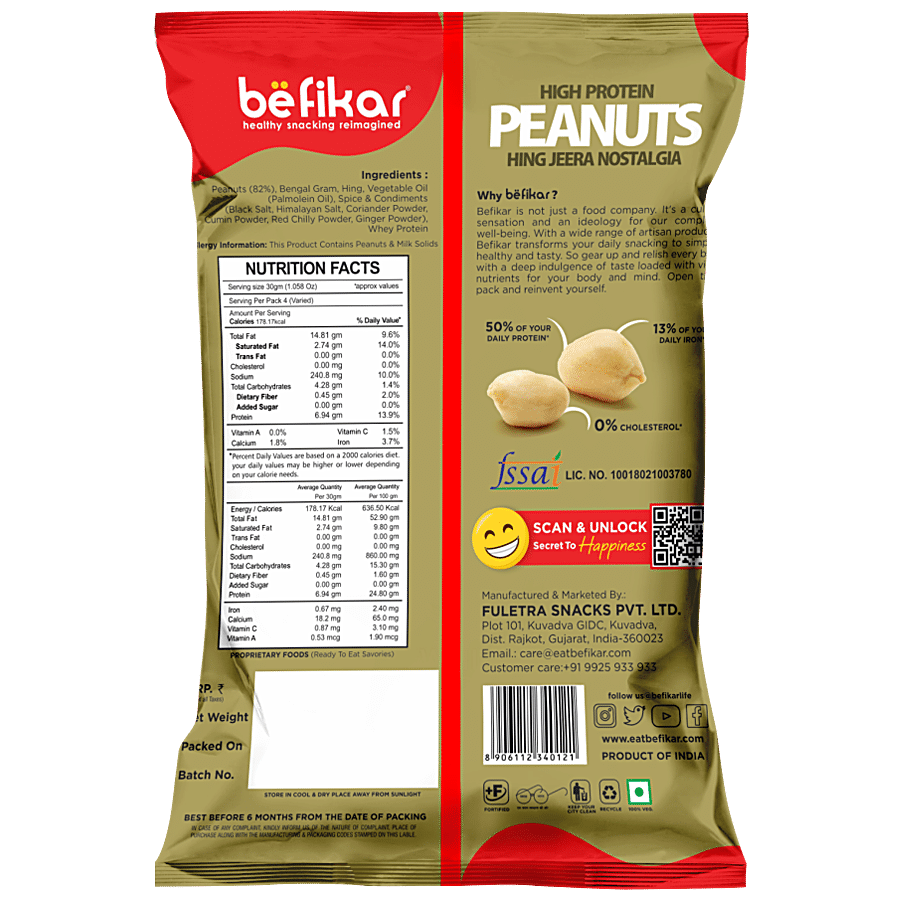 Befikar High Protein Peanuts - Hing Jeera Nostalgia