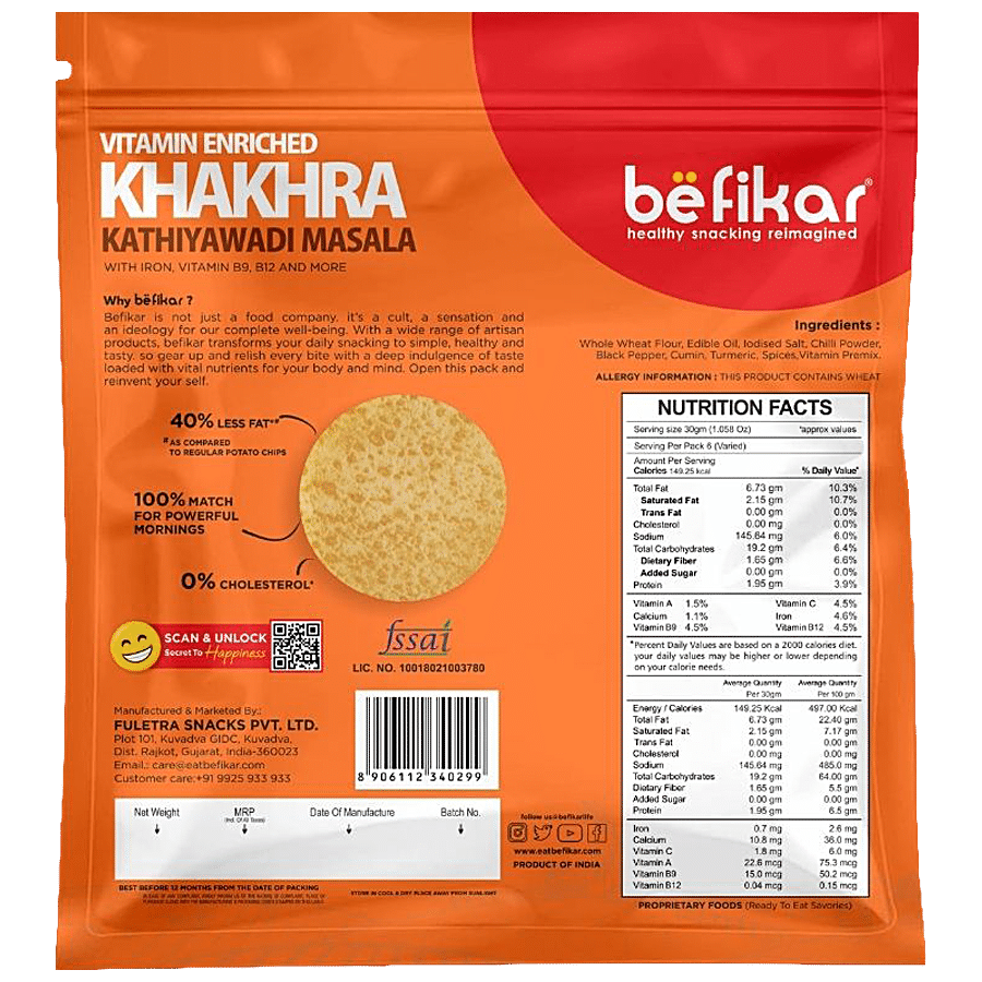 Befikar Vitamin Enriched Khakhra - Kathiyawadi Masala