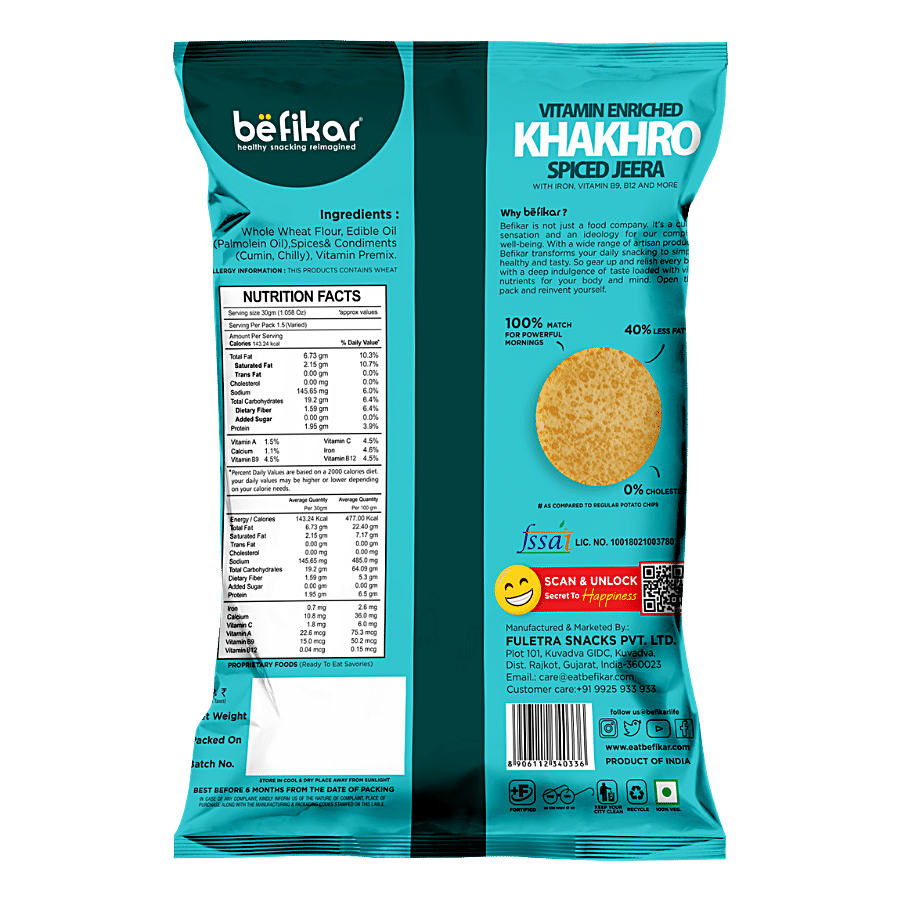 Befikar Vitamin Enriched Khakhro - Spiced Jeera