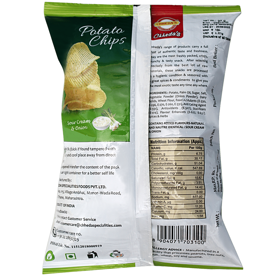 Chhedas Potato Chips - Sour Cream & Onion