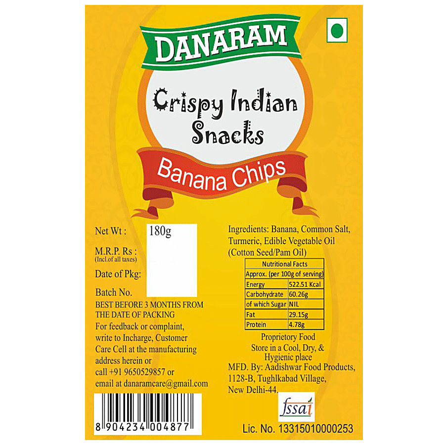 Danaram Crispy Indian Snacks - Banana Chips