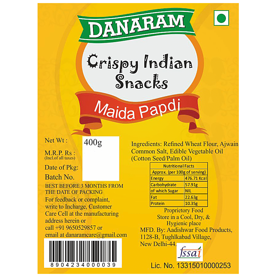 Danaram Crispy Indian Snacks - Maida Papdi