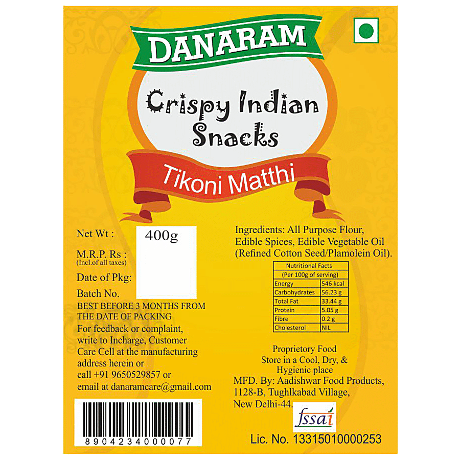 Danaram Crispy Indian Snacks - Tikoni Matthi