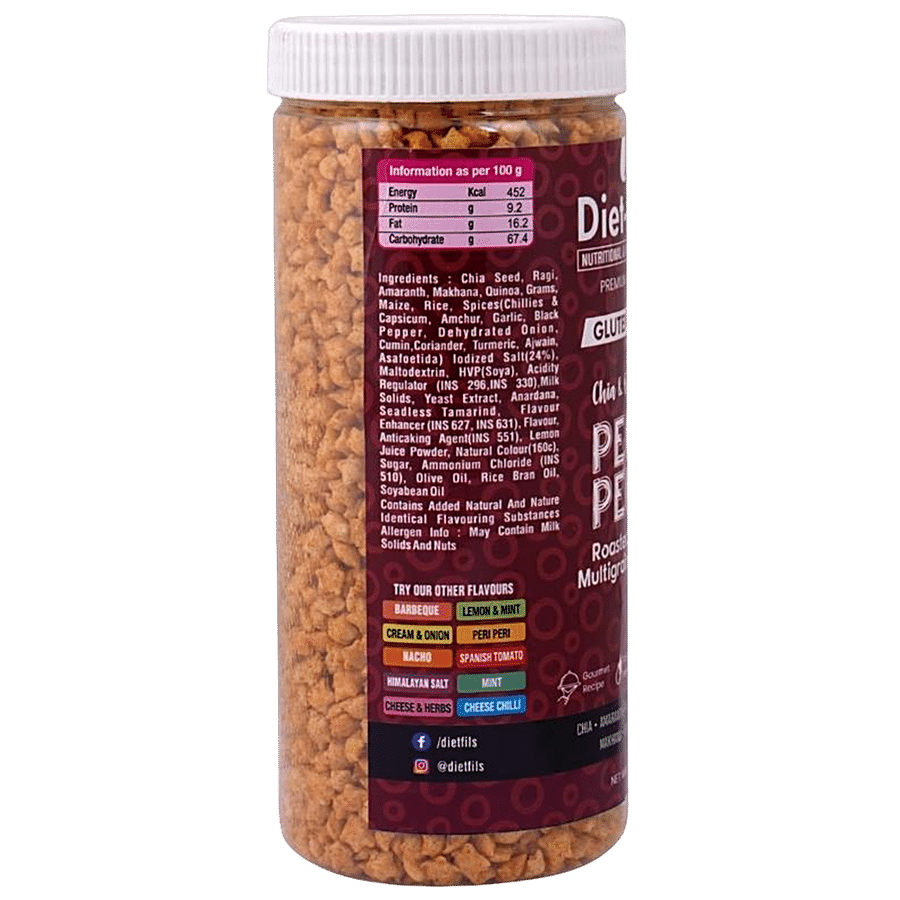 Diet-Fils Chia & Quinoa Roasted Millet Multigrain Snacks - Peri Peri