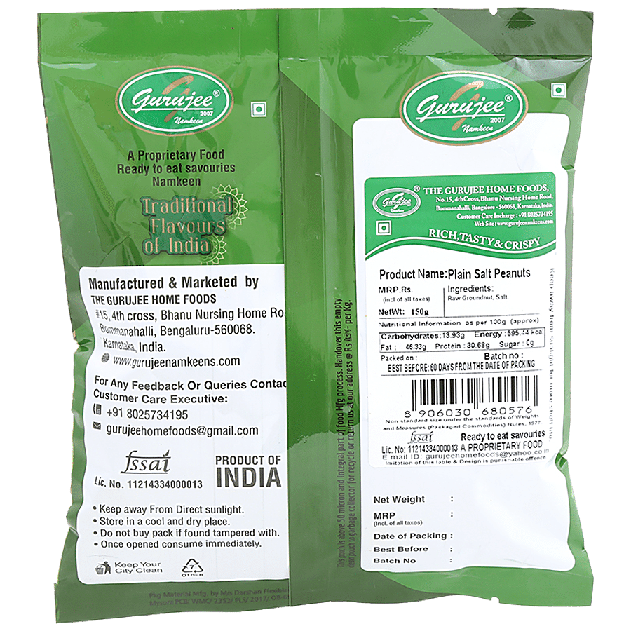 GURUJEE NAMKEEN Plain Salt Peanuts - Rich