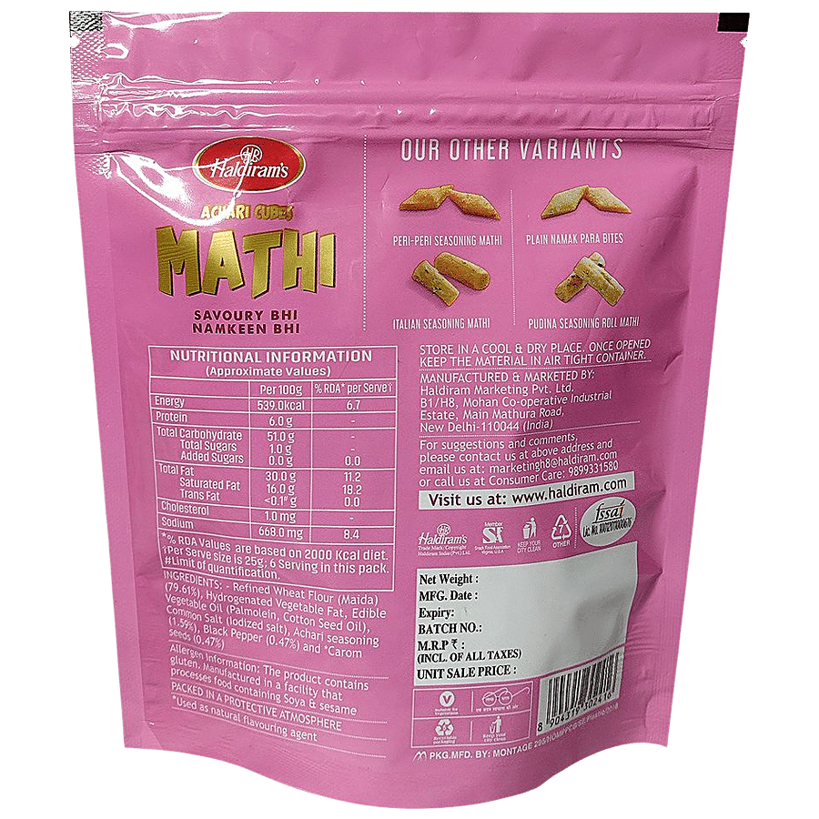 Haldiram's Achari Cubes Mathi - Savoury & Namkeen