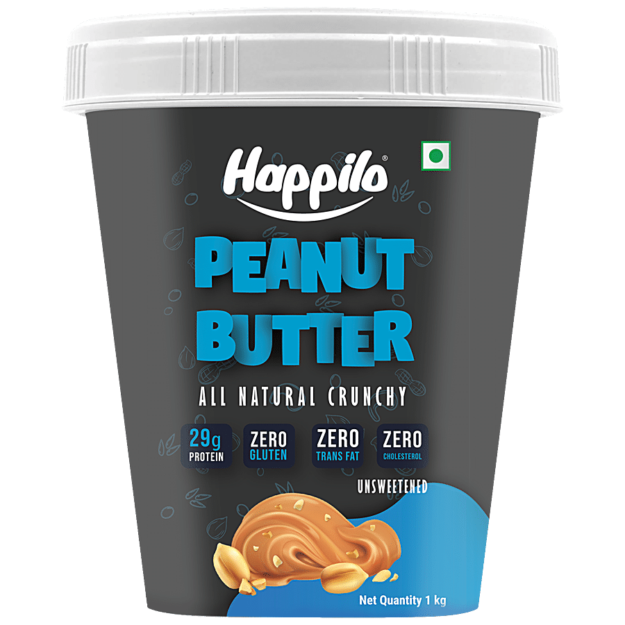 Happilo All Natural Peanut Butter - Crunchy