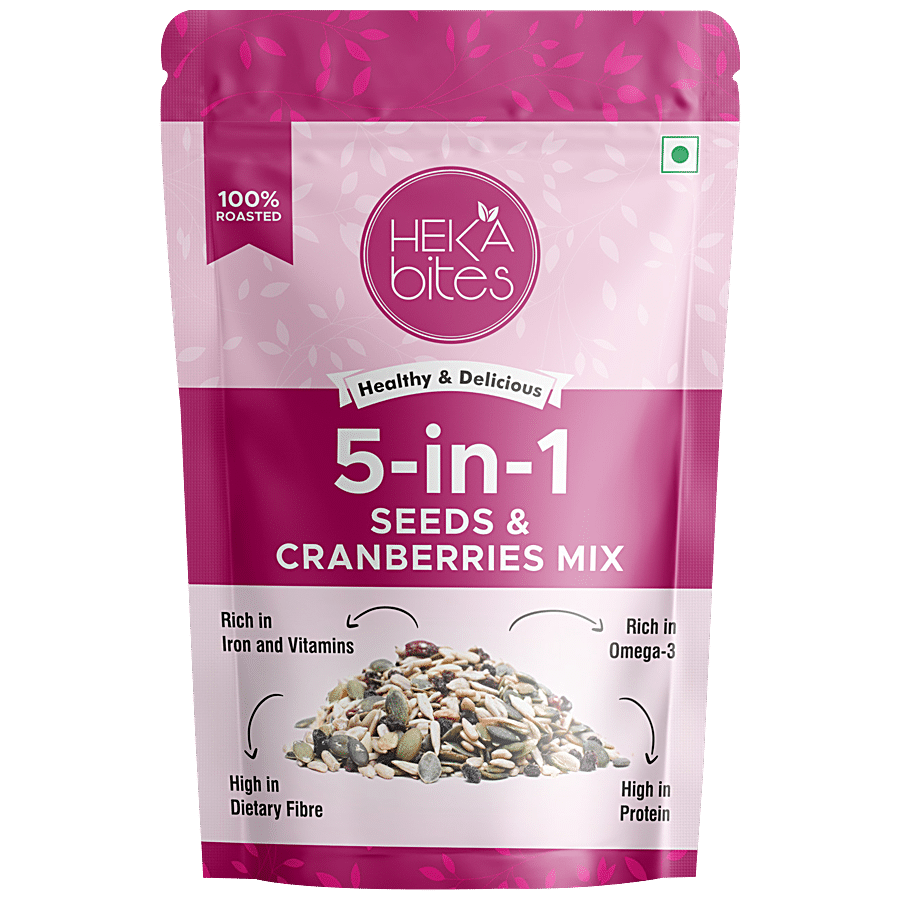 Heka Bites Roasted 5-in-1 Super Seeds Mix With Cranberries - Low Calories