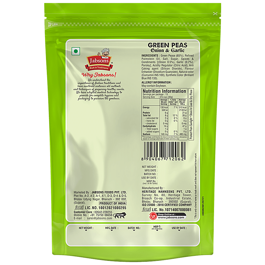 JABSONS Green Peas - Onion Garlic