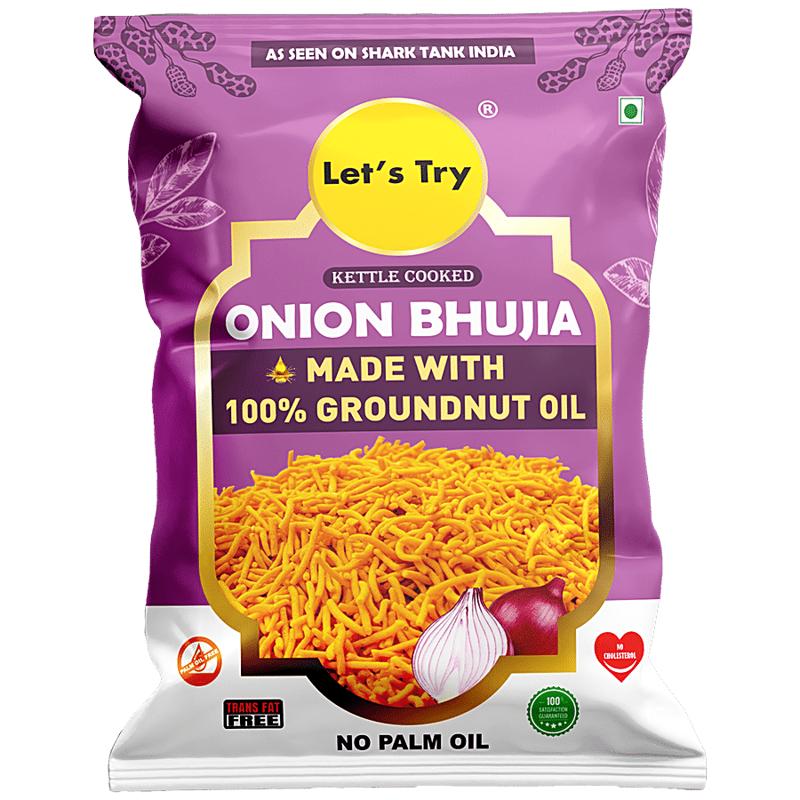 Let's Try Kettle Cooked Onion Bhujia - Made With 100% Groundnut Oil