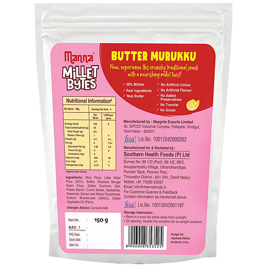 Manna Millet Bytes Butter Murukku - With Real Butter