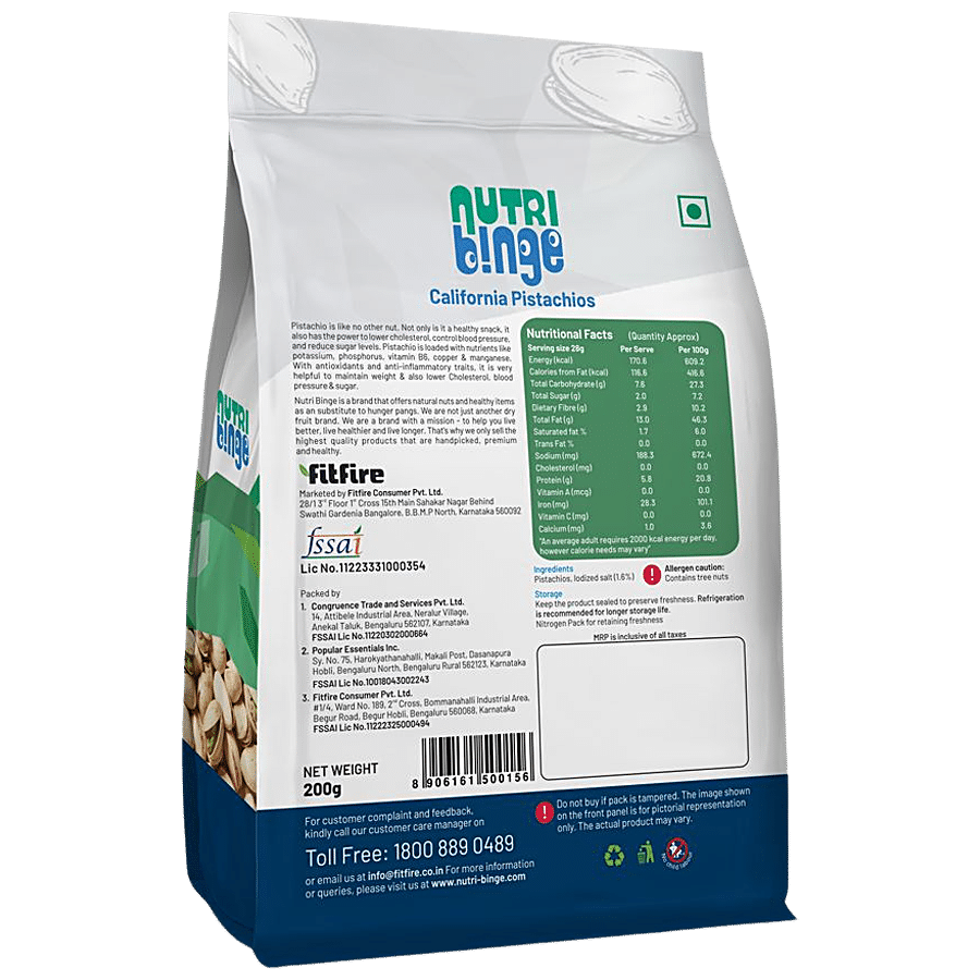 NUTRI BINGE Roasted & Salted California Pistachios