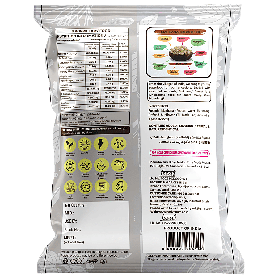 Nativenuts Superfoods Roasted Makhana - Black Salt