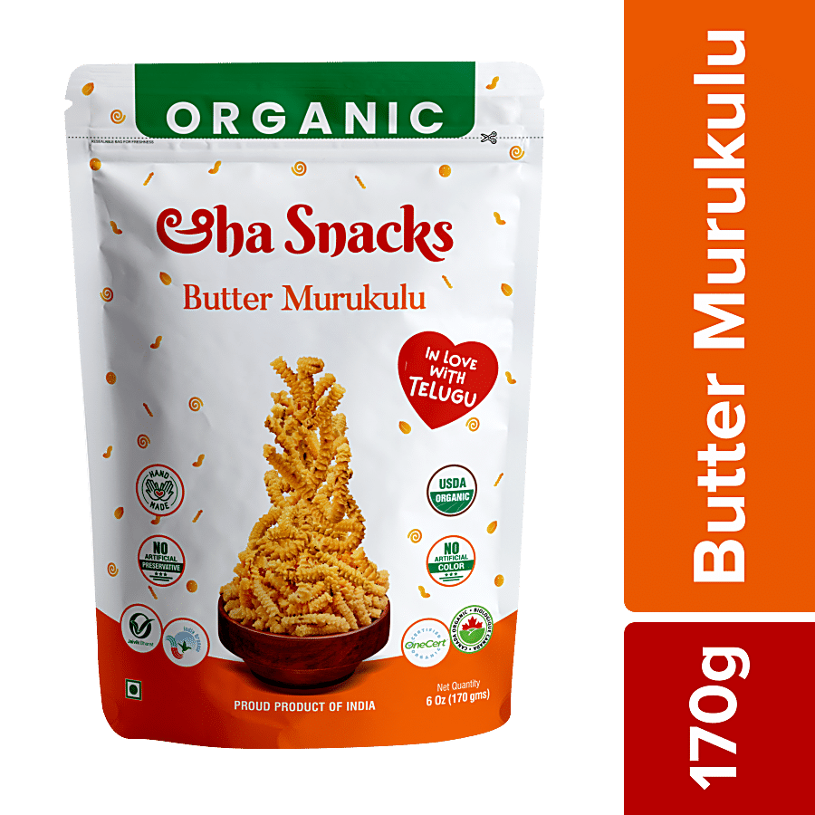 ORGANIC AAHA SNACKS Butter Murukulu - No Preservatives