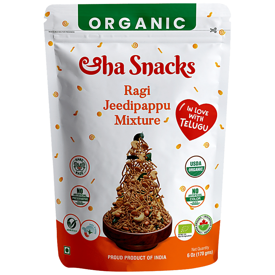 ORGANIC AAHA SNACKS Ragi Jeedipappu Mixture - No Preservatives