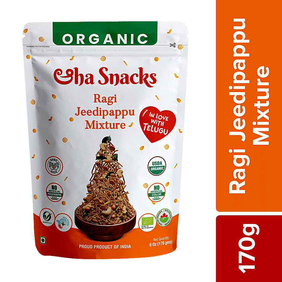 ORGANIC AAHA SNACKS Ragi Jeedipappu Mixture - No Preservatives