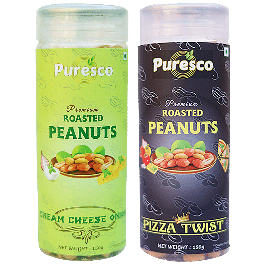 PURESCO Premium Roasted Peanuts - Cream Cheese Onion & Pizza Twist Flavours