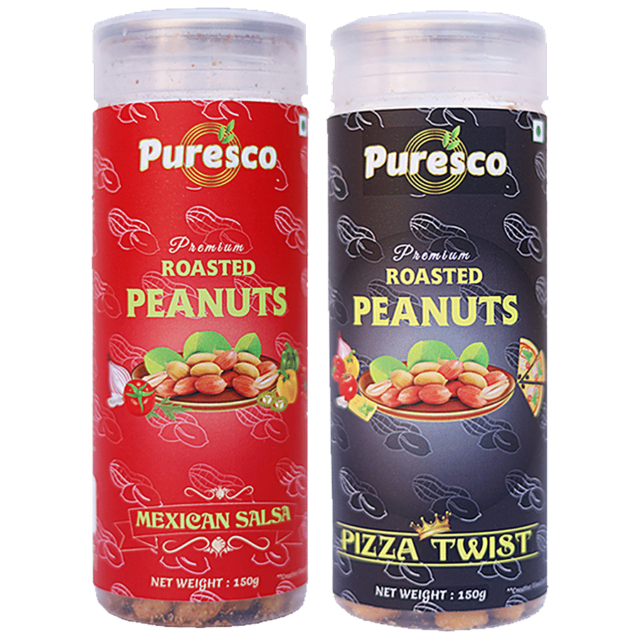 PURESCO Premium Roasted Peanuts - Mexican Salsa & Pizza Twist Flavours