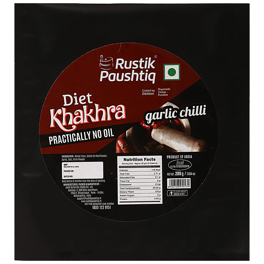 RUSTIK PAUSHTIQ Garlic Chilli Diet Khakhra - Travel Pack