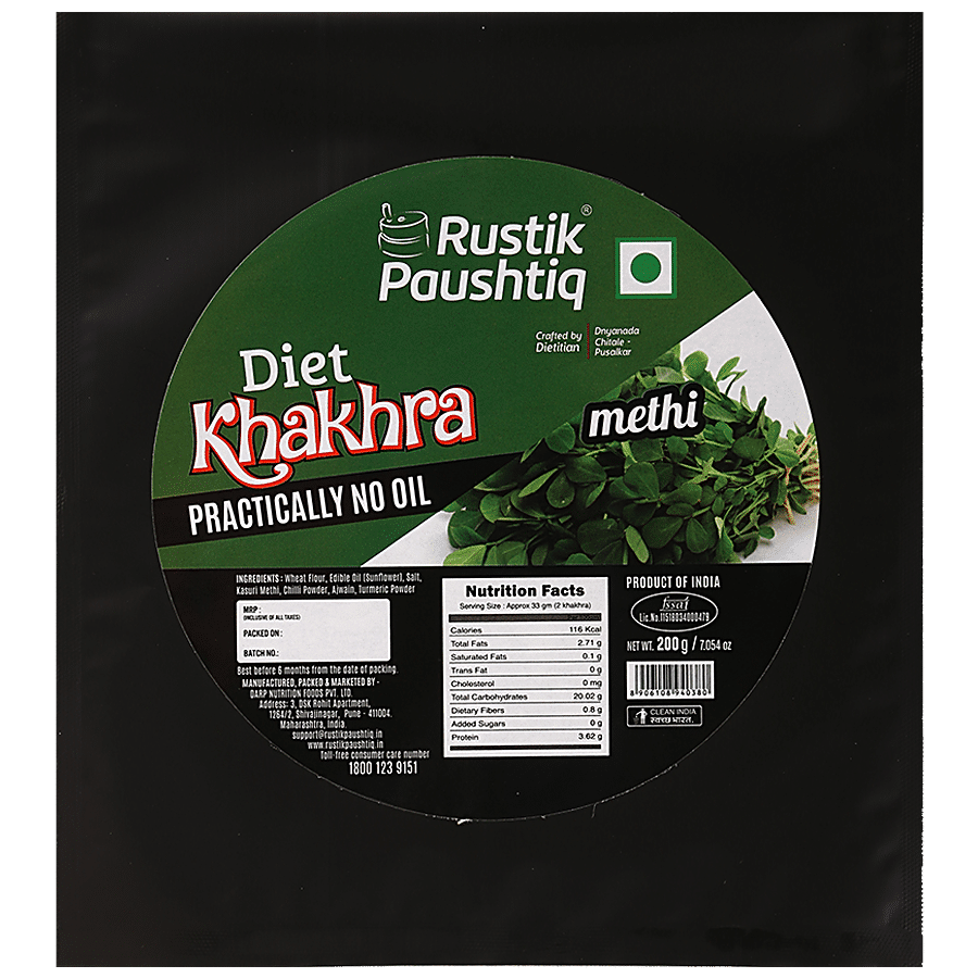 RUSTIK PAUSHTIQ Methi Diet Khakhra - With Practically No Oil