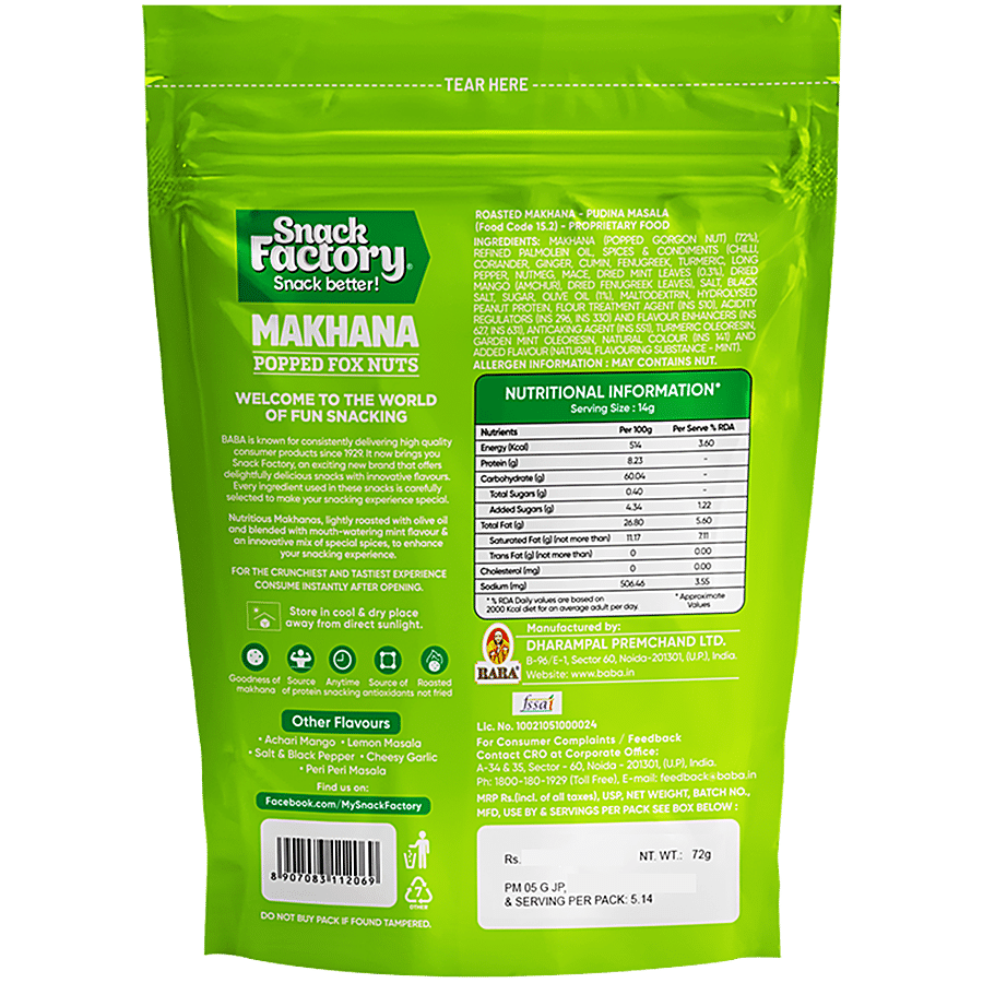 SNACK FACTORY Makhana Pudina Masala Twist - Premium Quality