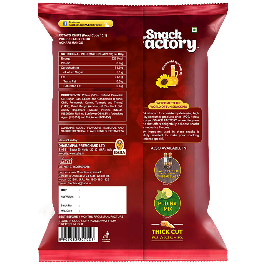 SNACK FACTORY Thick Cut Potato Chips - Achari Mango