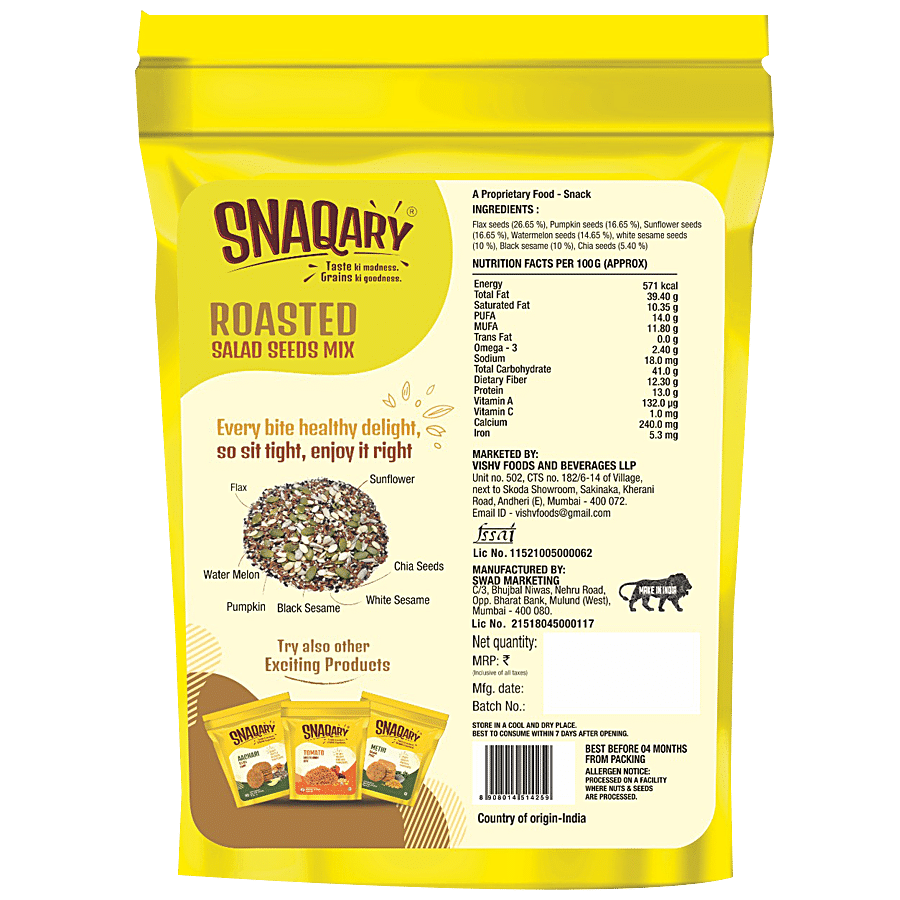 Snaqary Roasted Salad Seeds Mix - High In Protein