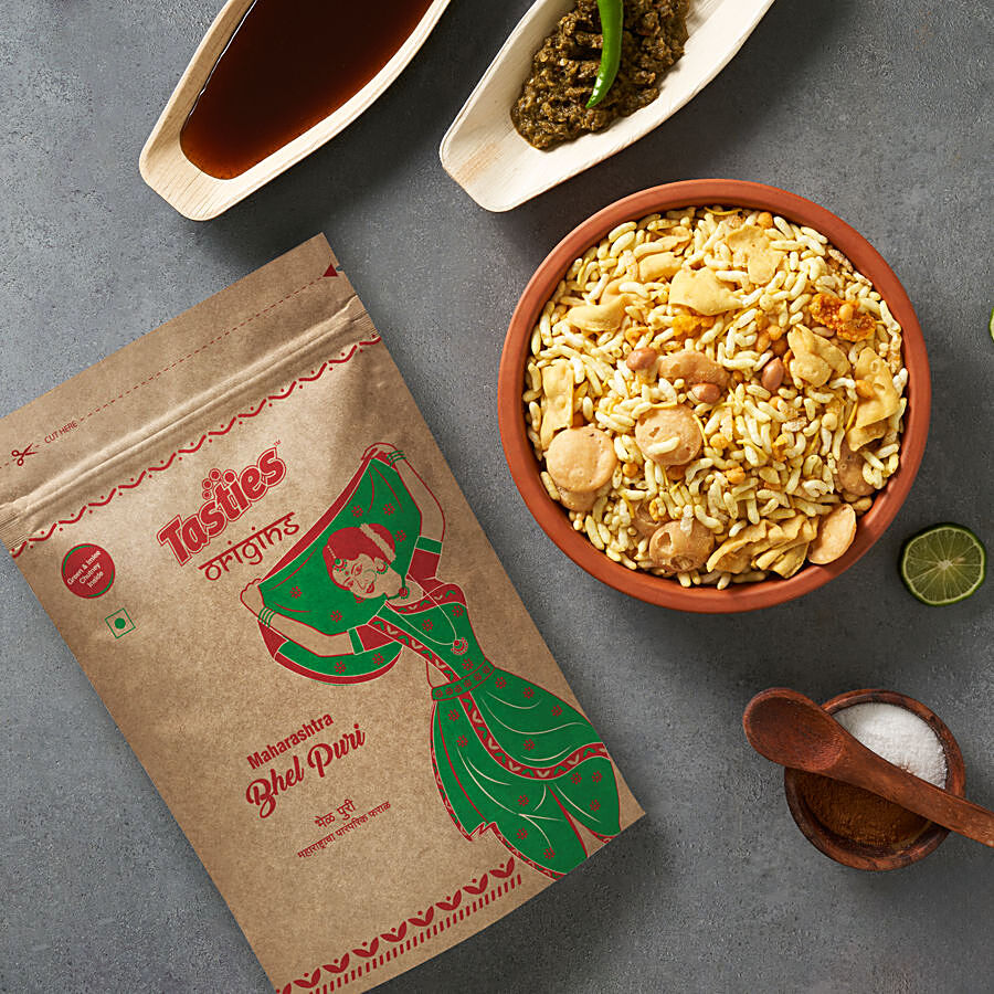 Tasties Origins Bhel Puri Mixture - With Imli & Green Chutney