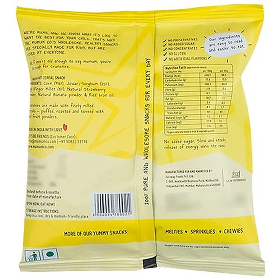 The Mumum Company Cool Crunchies Natural Roasted Puffs - With Banana & Strawberry