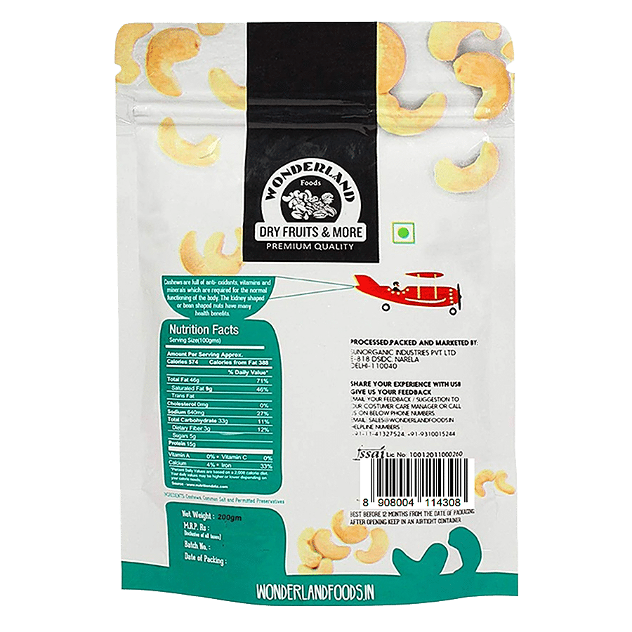 Wonderland Foods Premium Cashews - Roasted & Salted