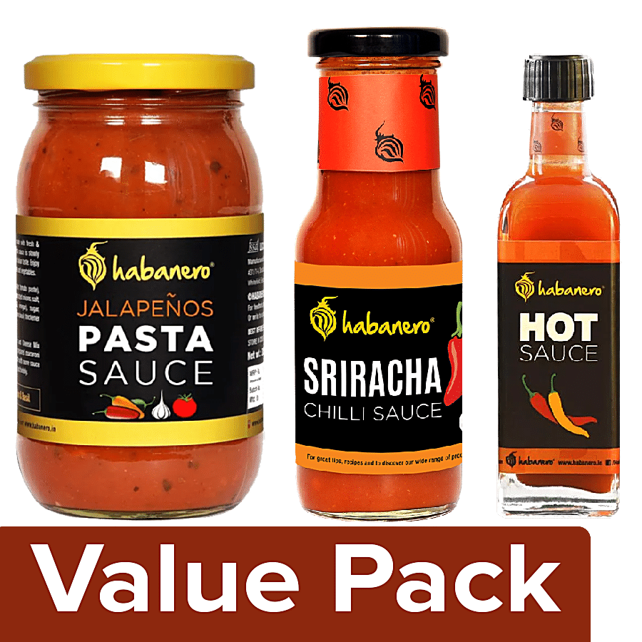 Habanero Jalapeno Pasta Sauce 385 g + Sriracha Chilli Sauce 185 g + Hot Sauce 75 ml