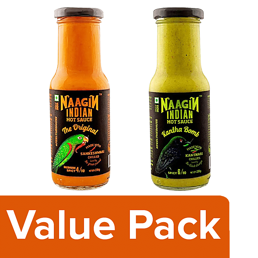 NAAGIN Original Indian Hot Chilli Medium + Indian Hot Kantha Bomb Spicy Sauce