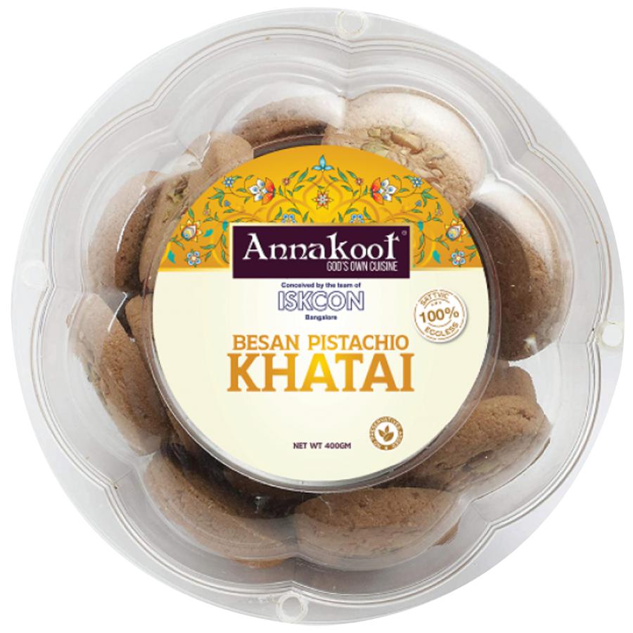 Annakoot Besan Pistachio Khatai Cookies - 100% Sattvic