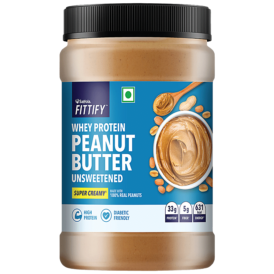 Saffola FITTIFY Whey Protein Peanut Butter Unsweetened Super Creamy