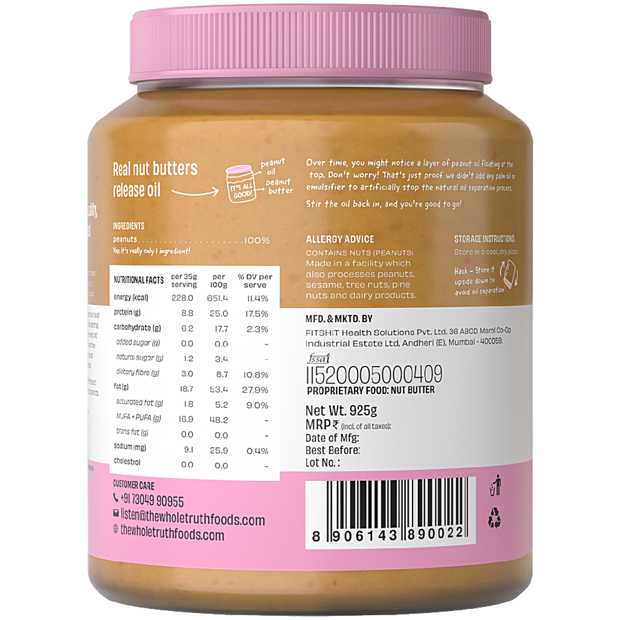 The Whole Truth Peanut Butter - Unsweetened & Creamy