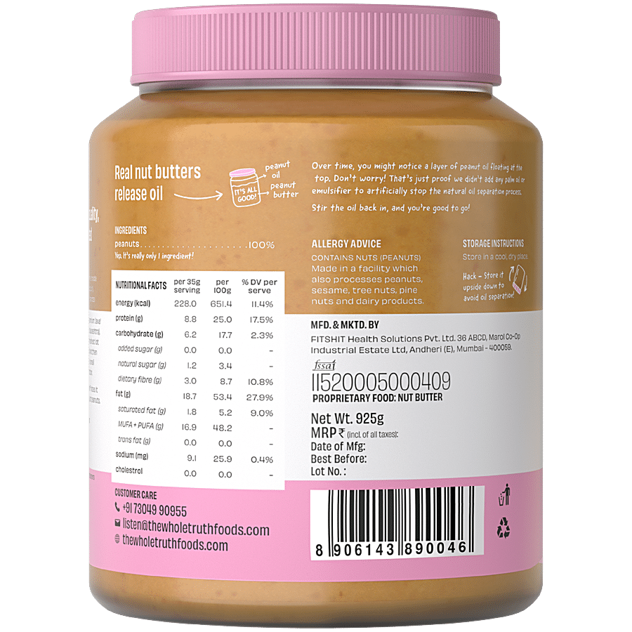 The Whole Truth Peanut Butter - Unsweetened & Crunchy