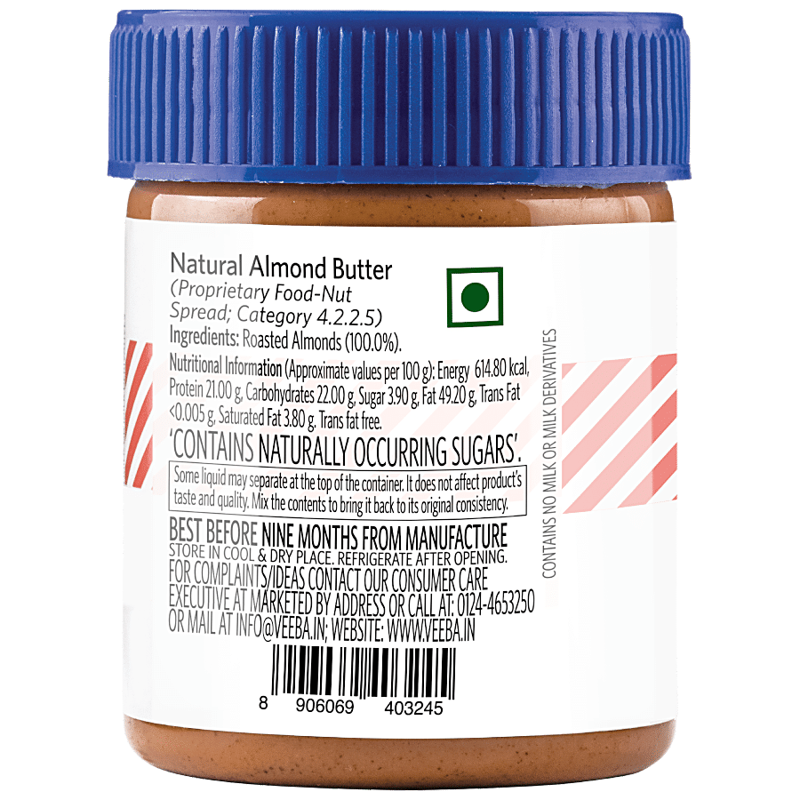 VEEBA Natural Almond Butter - Unsweetened