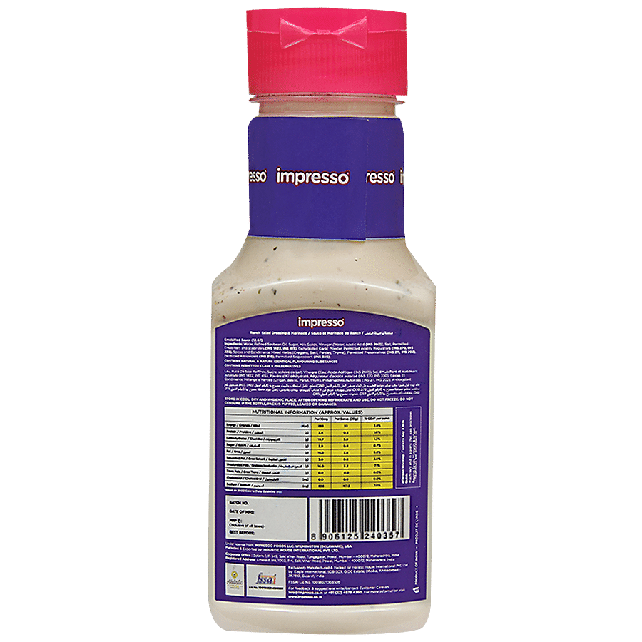 IMPRESSO Ranch Salad Dressing & Marinade - Nuts Free & No Cholesterol